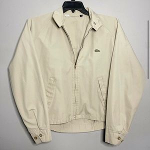 Vintage 1980’s IZOD Lacoste Croc Logo Khaki Tan Collar Golf Windbreaker Jacket M